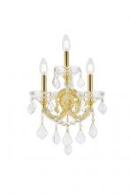  2800W3G/RC - Maria Theresa 3 Light Gold Wall Sconce Clear Royal Cut Crystal