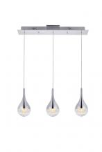  3803D24C - Amherst Collection LED 3 - Light Chandelier 24in X 4in X 9in Chrome Finish