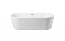 Elegant BT10665GW - 65 inch soaking roll top bathtub in glossy white