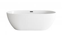 Elegant BT10767GW-MBK - 67 inch Soaking Bathtub in Glossy White with Matte Black Trim