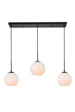  LD2237BK - Baxter 3 Lights Black Pendant with Frosted White Glass