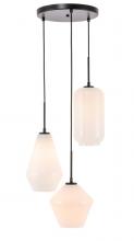  LD2269BK - Gene 3 Light Black and Frosted White Glass Pendant