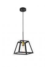 Elegant LD4061D10BRB - Resolute 1 light brass and black Pendant