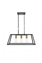  LD4061D25BRB - Resolute 3 Light Brass and Black Pendant