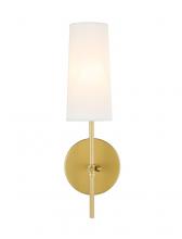  LD6004W5BR - Mel 1 Light Brass and White Shade Wall Sconce