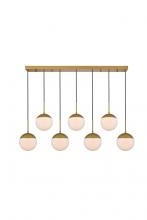  LD6090BR - Eclipse 7 Lights Brass Pendant with Frosted White Glass