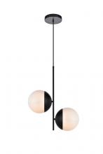  LD6116BK - Eclipse 2 Lights Black Pendant with Frosted White Glass