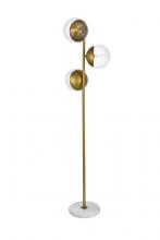  LD6163BR - Eclipse 3 Lights Brass Floor Lamp with Clear Glass