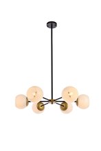  LD645D30BRK - Briggs 30 inch pendant in black and brass with white shade