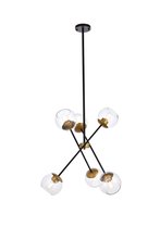  LD656D24BRK - Axl 24 inch pendant in black and brass with clear shade