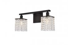  LD7008BK - Phineas 2 lights bath sconce in black with clear crystals