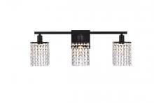  LD7010BK - Phineas 3 lights bath sconce in black with clear crystals