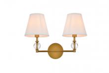  LD7022W15BR - Bethany 2 lights bath sconce in brass with white fabric shade