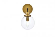  LD7031W8BRB - Hanson 1 light bath sconce in black with brass with clear shade