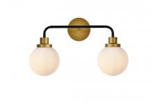  LD7032W19BRB - Hanson 2 Lights Bath Sconce in Black with Brass with Frosted Shade