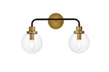  LD7033W19BRB - Hanson 2 Lights Bath Sconce in Black with Brass with Clear Shade