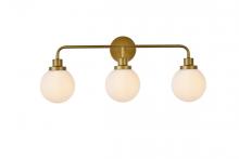  LD7034W28BR - Hanson 3 lights bath sconce in brass with frosted shade