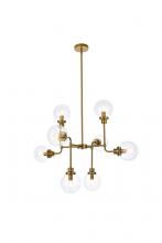  LD7039D36BR - Hanson 8 lights pendant in brass with clear shade