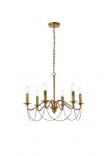  LD7048D24BR - Westley 6 Lights Pendant in Brass