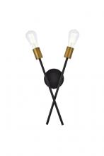  LD7053W7BRB - Armin 2 lights wall sconce in black with brass