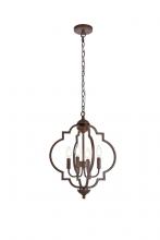  LD7064D16WOK - Sandara 4 Lights Pendant in Weathered Oak