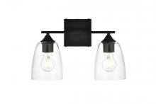  LD7309W15BLK - Harris 2 light Black and Clear Bath Sconce