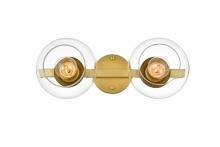  LD7320W17BRA - Rogelio 2 light Brass and Clear Bath Sconce