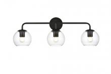  LD7321W28BLK - Genesis 3 light Black and Clear Bath Sconce