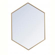  MR4424BR - Metal frame hexagon mirror 24 inch in Brass