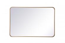  MR802740BR - Soft Corner Metal Rectangular Mirror 27x40 Inch in Brass