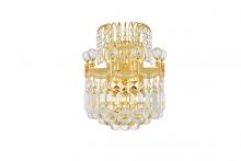  V8949W12G/RC - Corona 2 Light Gold Wall Sconce Clear Royal Cut Crystal