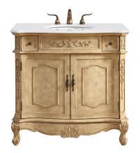  VF10136AB-VW - 36 Inch Single Bathroom Vanity in Antique Beige with Ivory White Engineered Marble