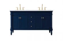  VF13060DBL - 60 Inch Double Bathroom Vanity in Blue