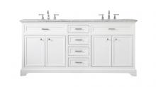  VF15072DWH - 72 Inch Double Bathroom Vanity in White