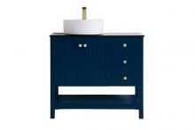  VF16236BL - 36 Inch Vessel Sink Bathroom Vanity in Blue