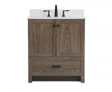  VF2830WO-BS - 30 Inch Single Bathroom Vanity in Weathered Oak with Backsplash