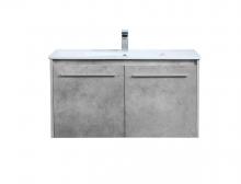  VF44036CG - 36 Inch Single Bathroom Floating Vanity in Concrete Grey