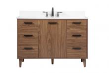  VF47048WB-BS - 48 Inch Single Bathroom Vanity in Walnut Brown with Backsplash