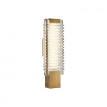  WV374118VBCR - Alai 17-in Vintage Brass/Ribbed Glass LED Wall Vanity