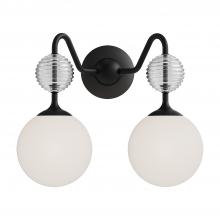  VL415315MBOP - Celia 15-in Matte Black/Opal Glass 2 Lights Vanity