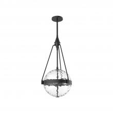  PD406414MBWC - Harmony 14-in Matte Black/Clear Water Glass 3 Lights Pendant