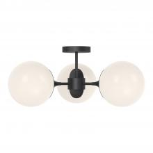  SF505326MBOP - Nouveau 26-in Matte Black/Opal Matte Glass 3 Lights Semi Flush Mount