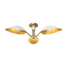  SF550332WHAG - Oscar 32-in Aged Gold/White 3 Lights Semi Flush Mount