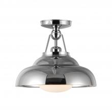  SF344012PNGO - Palmetto 12-in Polished Nickel/Glossy Opal 1 Light Semi Flush Mount