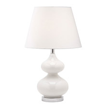  180T-WH - 1 Light Incandescent Table Lamp White Glass Finish with White Shade