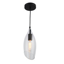  ABB-61P-CL - 1 Light Incandescent Pendant, Black Finish with Clear Glass