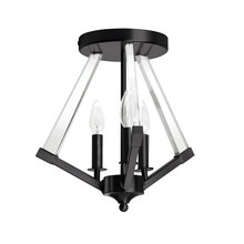  ALT-153SF-MB - 3 Light Incandescent Matte Black Semi-Flush Mount w/ Clear Acrylic