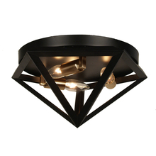  ARC-123FH-AB - 3 Light Flush Mount Fixture, Matte Black with Antique Brass Accents