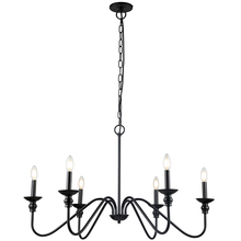  CLA-366C-MB - 6 Light Incandescent Chandelier, Matte Black