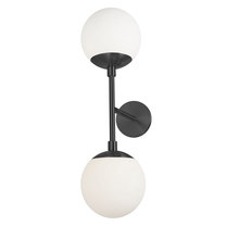  DAY-232W-MB - 2 Light Halogen Matte Black Wall Sconce w/ White Glass